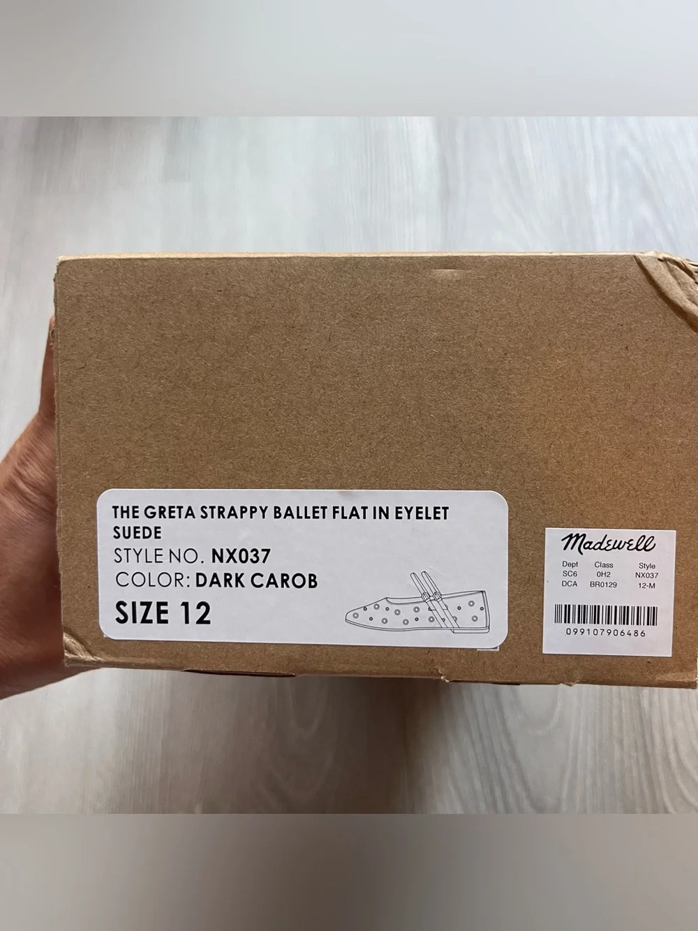 NEW Madewell The Greta Strappy Ballet Flat in Eyelet Suede Brown Sz 12 NWT